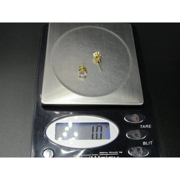 Sterling Silver Gold Plated Bright Round CZ Plain Stud Earrings Vintage Wedding - Picture 6 of 6